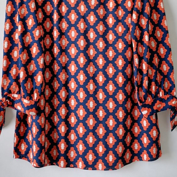 Mudpie Womems Multicolor Long Sleeve V-Neck Geometric Blouse Tunic Top Size L - Picture 3 of 7
